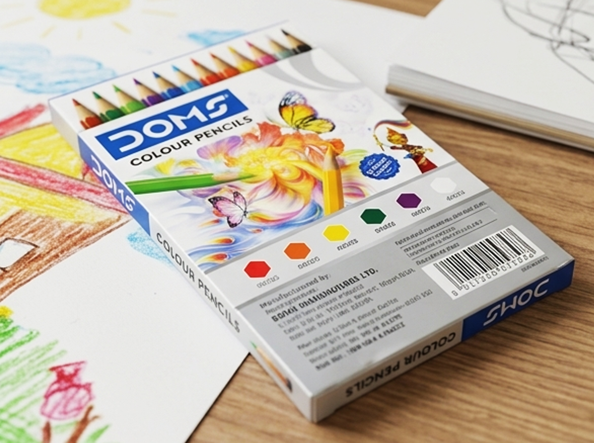 Doms-3443- Conjunto de 12 Lápis de Cor Vibrantes com Afia para Arte