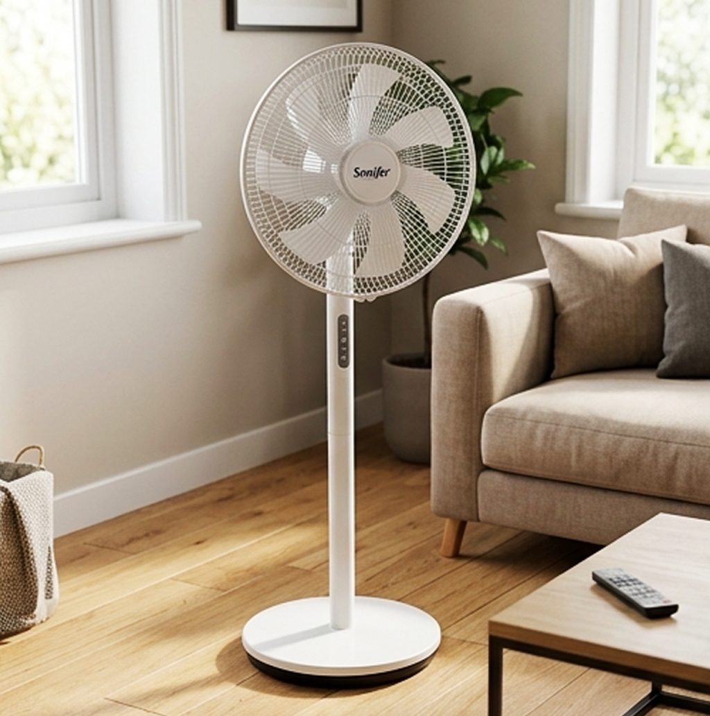 Ventoinha de Pedestal Inteligente Sonifer SF-6527: 3 Velocidades, 7 Pás, Controlo Remoto e Tátil