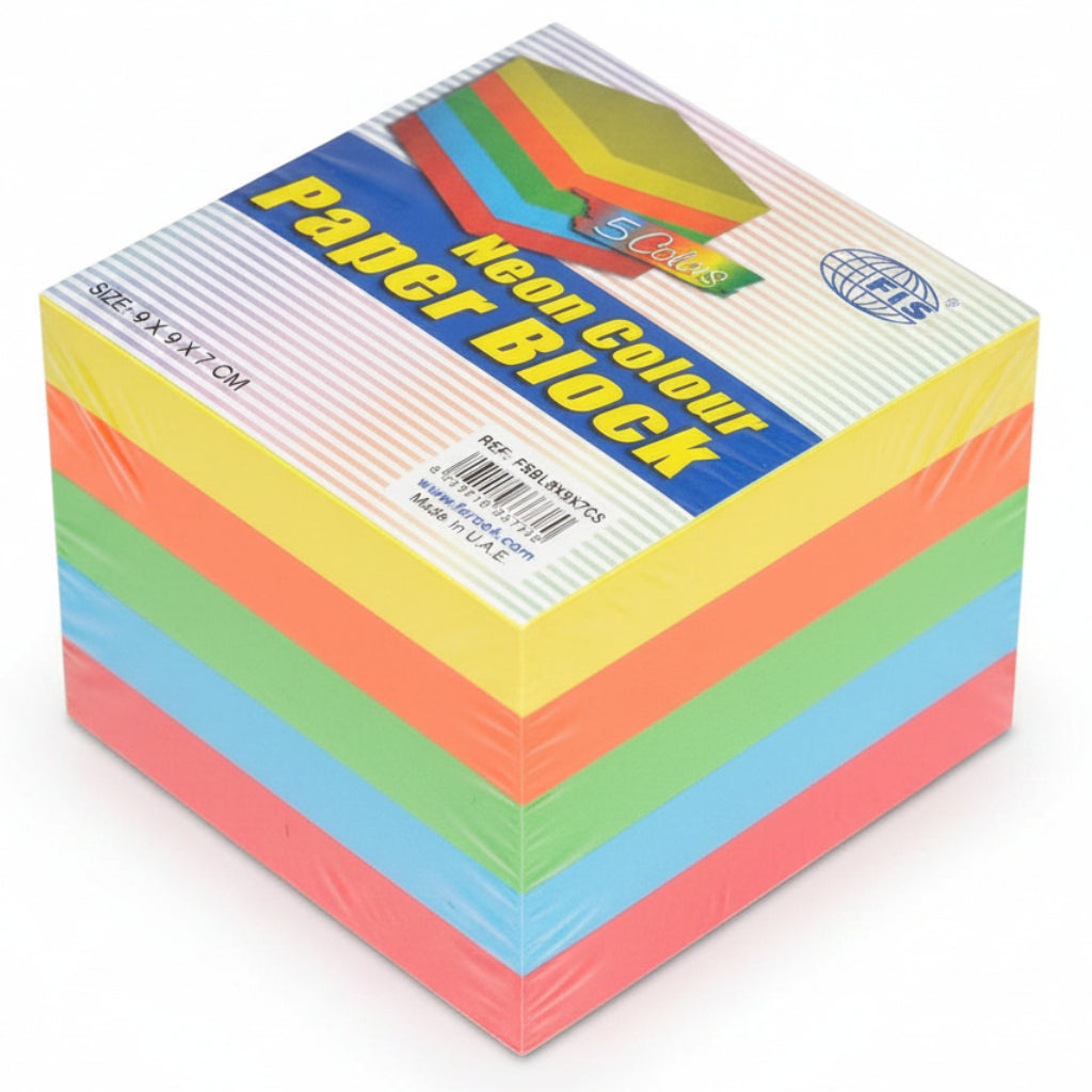 FIS 5-Neon Color Paper Block 9cm x 9cm x 7cm