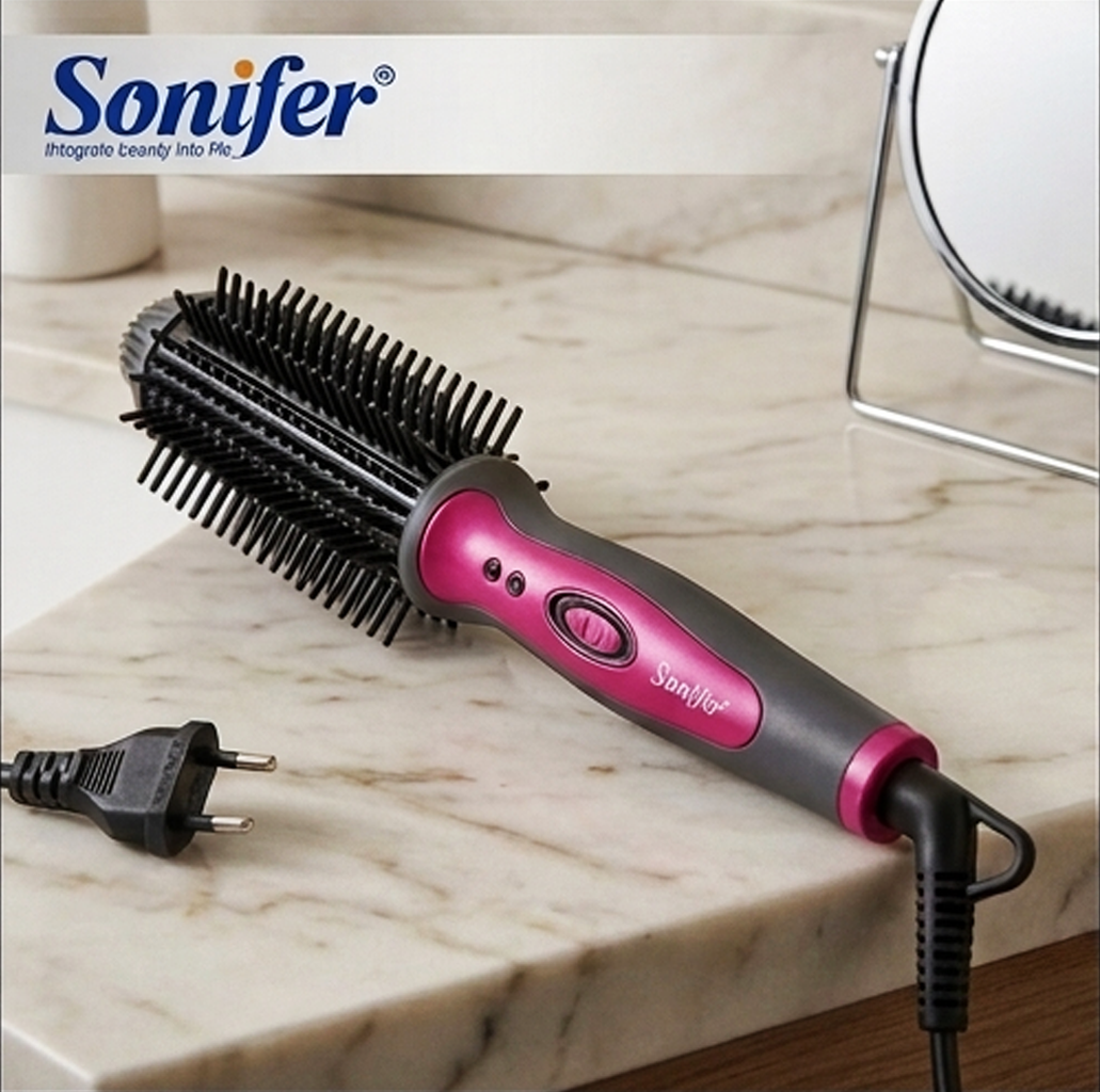 Pente Elétrico Aquecido Sonifer SF-9657: Placa Cerâmica Anti-Queimaduras para um Penteado Suave