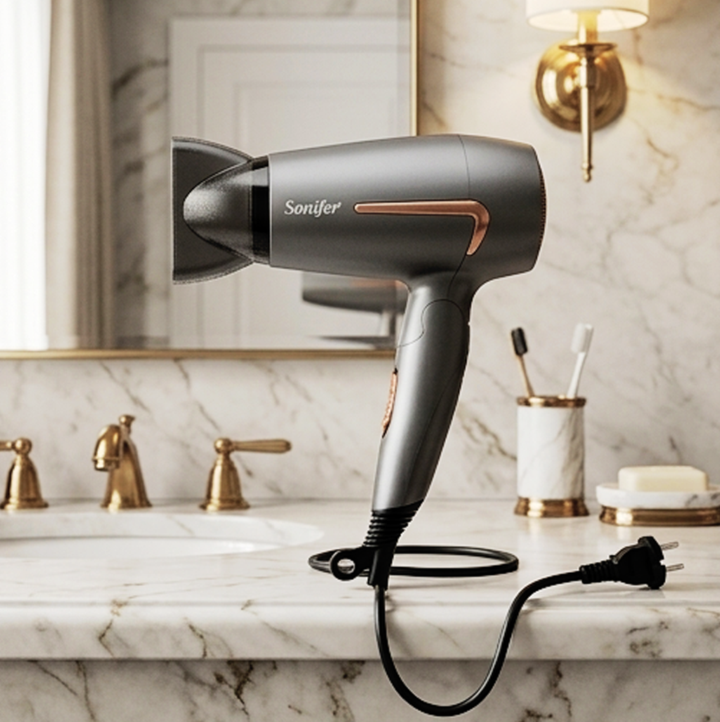 Secador de Cabelo Sonifer SF-9706 1400W Silencioso com Pega Dobrável e Bico de Precisão
