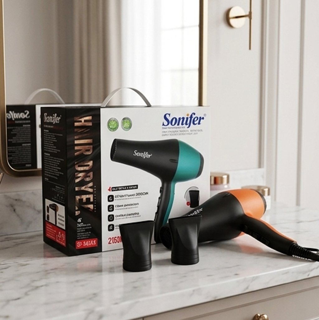 Secador de Cabelo Profissional Sonifer SF-9674A: Secagem Rápida, Ar Frio, 2150W de Potência