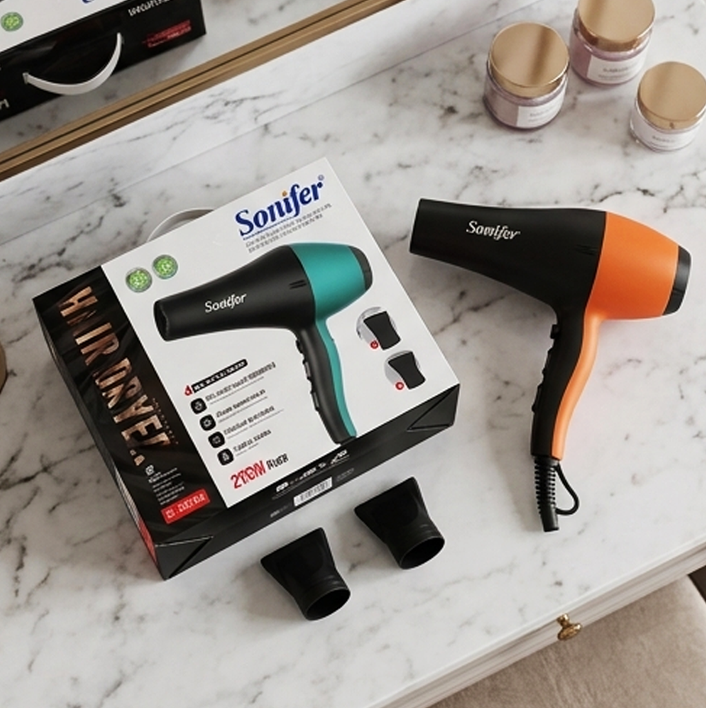 Secador de Cabelo Profissional Sonifer SF-9674A: Secagem Rápida, Ar Frio, 2150W de Potência