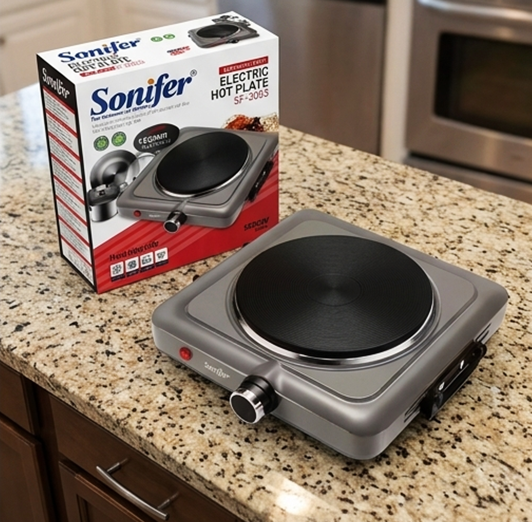 Placa Elétrica Portátil com Um Queimador Sonifer SF-3053 1000W Sem Fumo