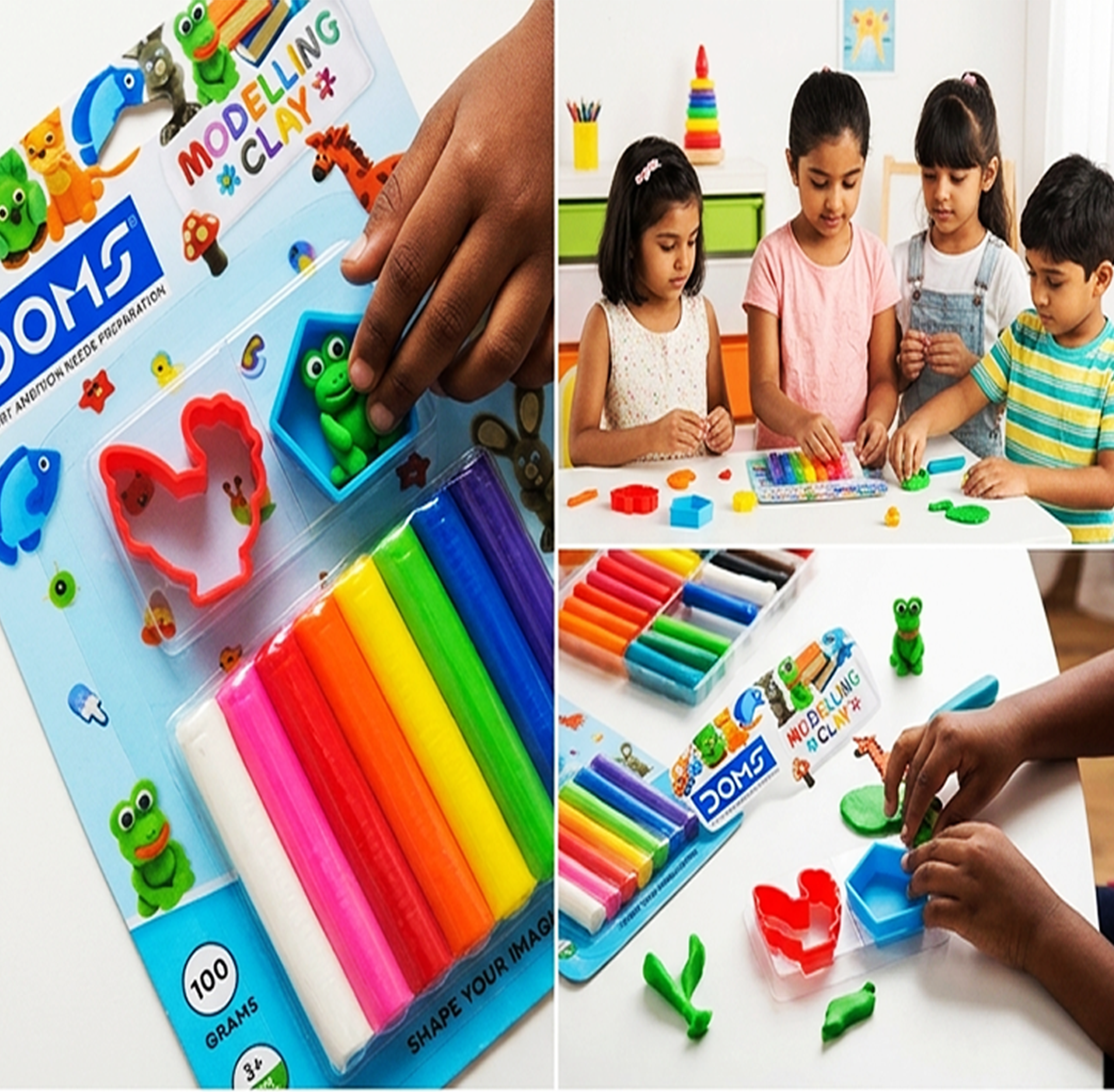 Kit de Argila de Modelação Doms 8 Cores: Macio, Maleável, 100g, Brinquedos de Moldar