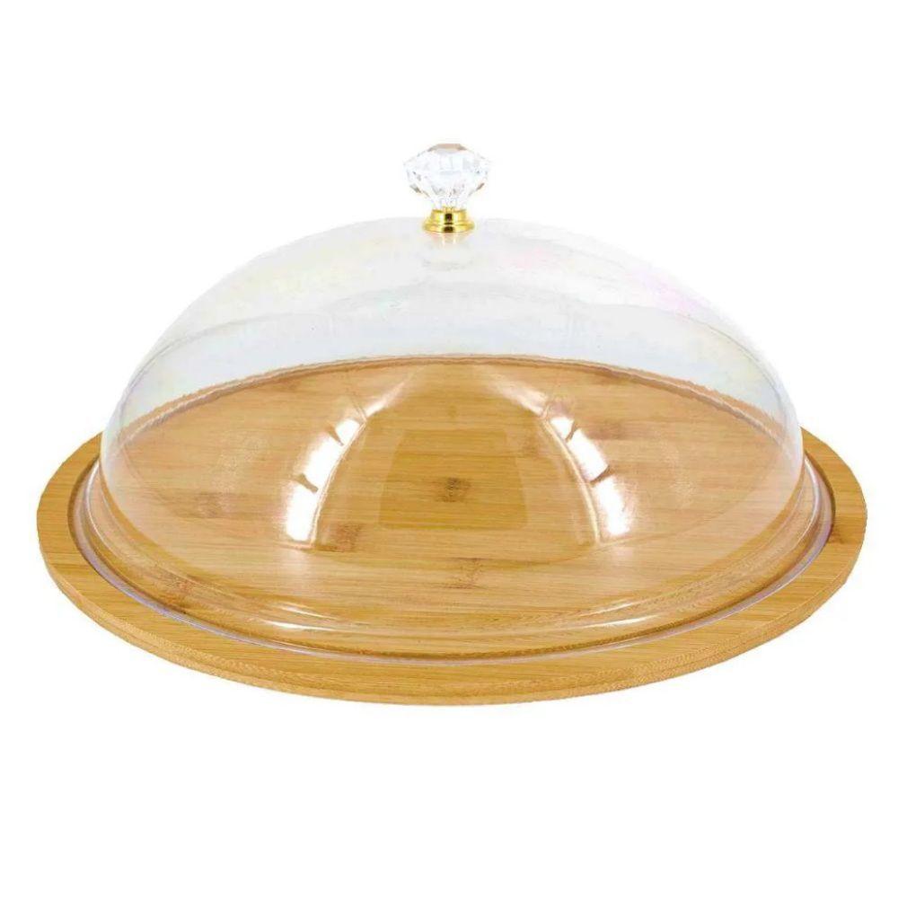 Round Bamboo Cheese Tray with Acrylic Lid 20cm