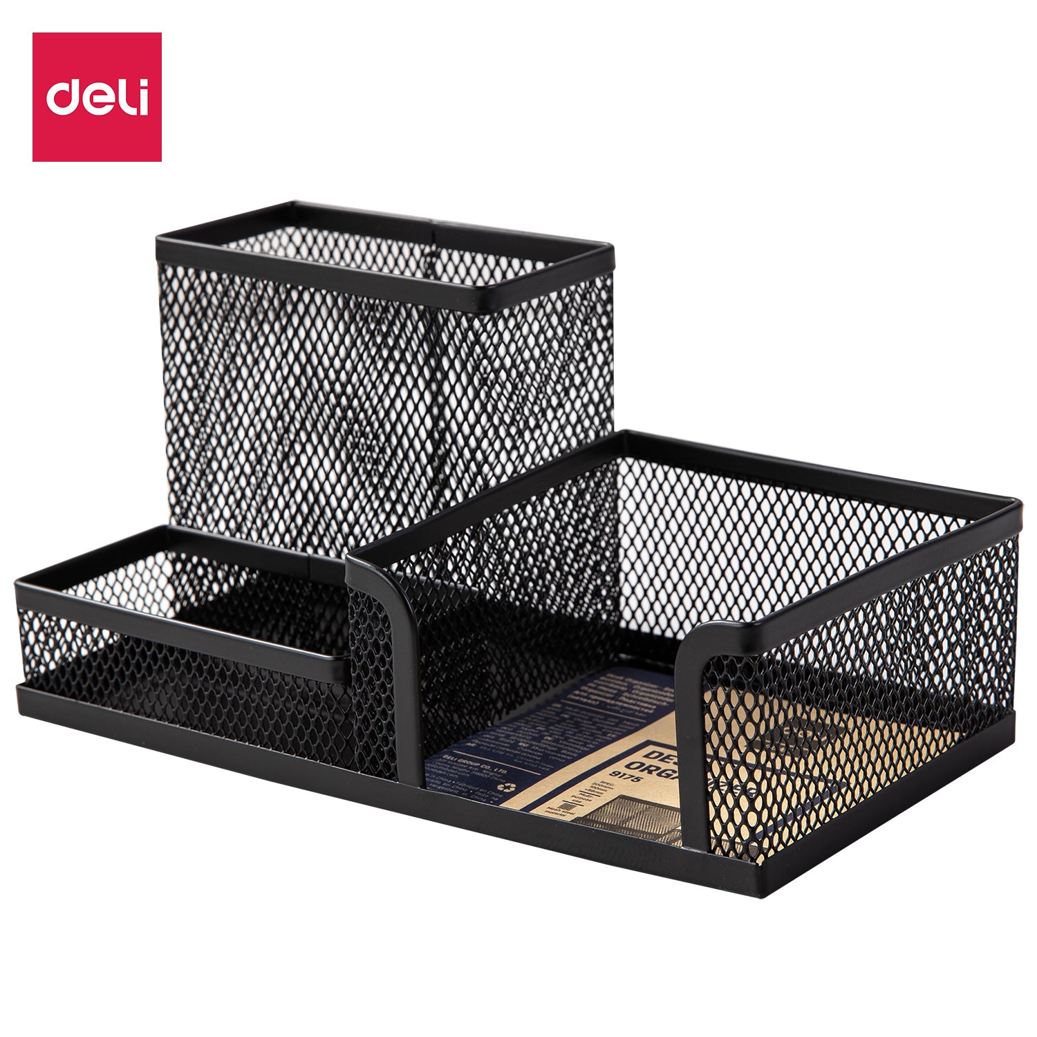 Deli E9175 Desk Organizer Mesh Stationery Storage Black