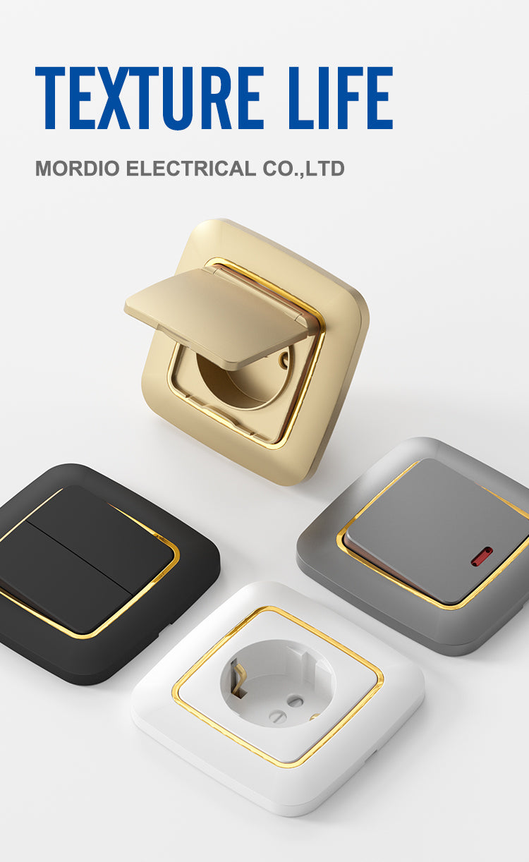 Mordio F200 Gold Electroplated Ring EU Wall Socket 16A