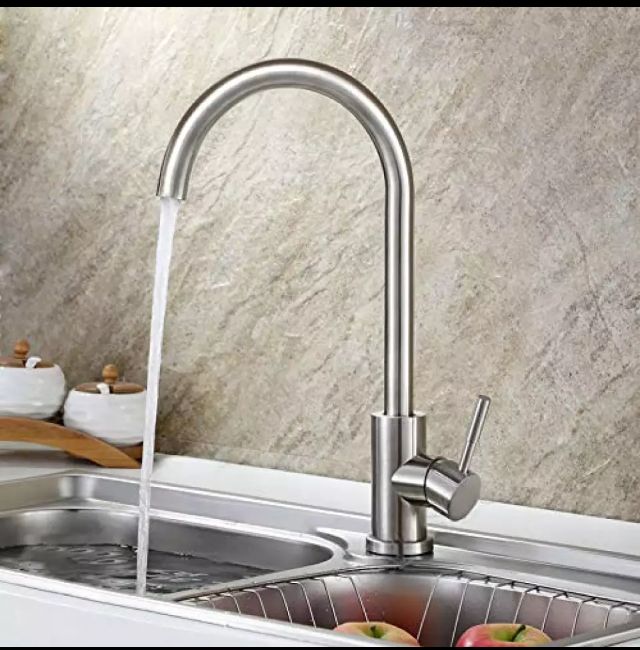 Stainless Steel Kitchen Sink Mixer Tap 360-Degree Swivel Spout
