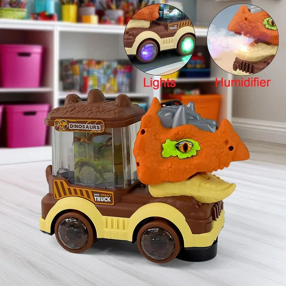 Deodap Dinosaur LED Toy Car with Mist and Music 7.9in