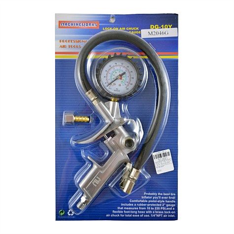 Machineworks Pistol Grip Tyre Inflator with Gauge 10-220 PSI