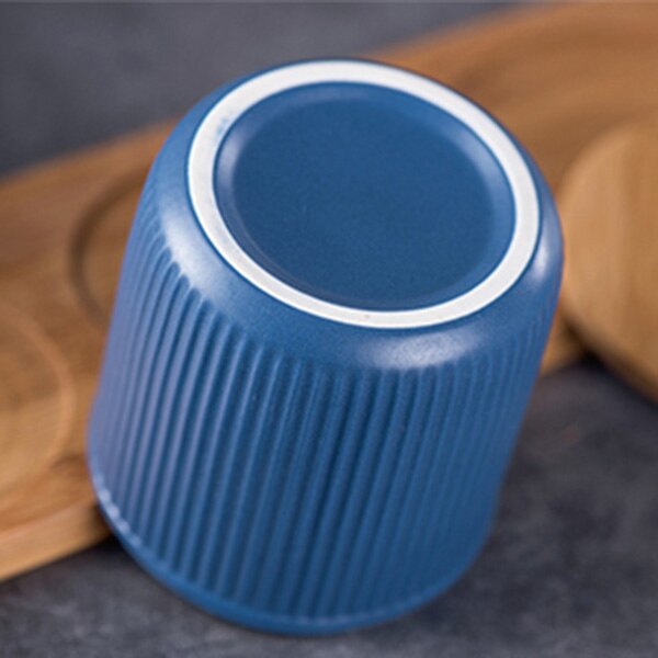 Japanese Style Ceramic Spice Jar Set with Bamboo Lids and Tray