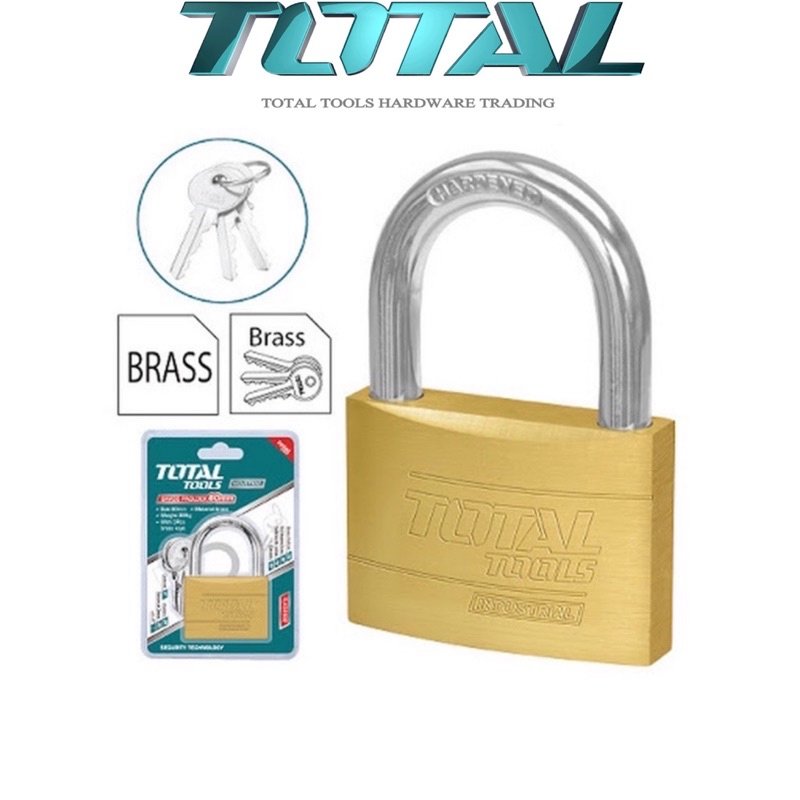 Total TLK32302 Heavy Duty Brass Padlock 30mm