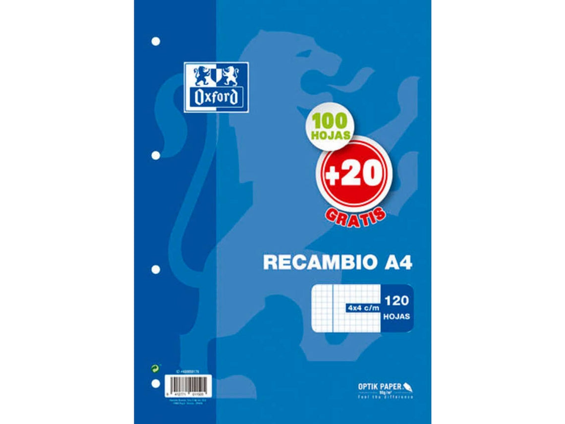 Oxford A4 Quadriculated Refill Paper 100 Sheets 21x29.7cm