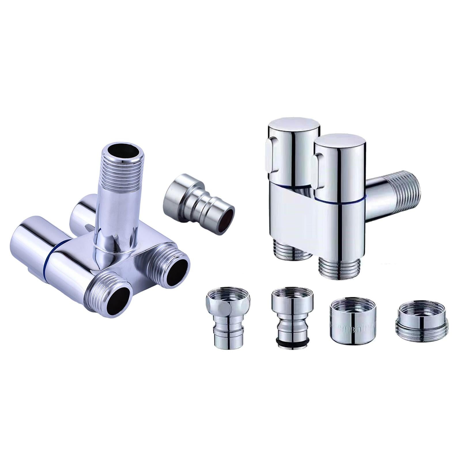 3-Way Angle Stop Valve G1/2 Thread Faucet Diverter for Bathroom