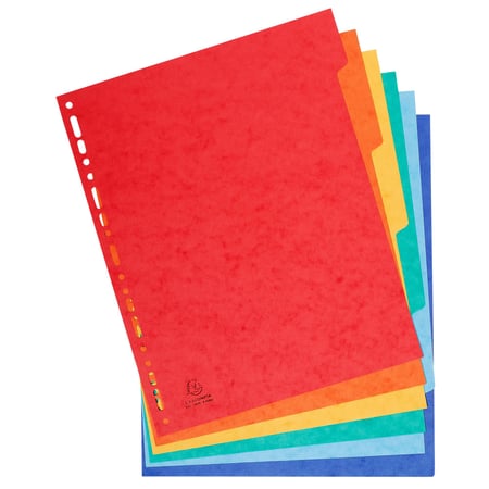 Exacompta A4 Maxi Cardboard Dividers 6-Piece Assorted Colors