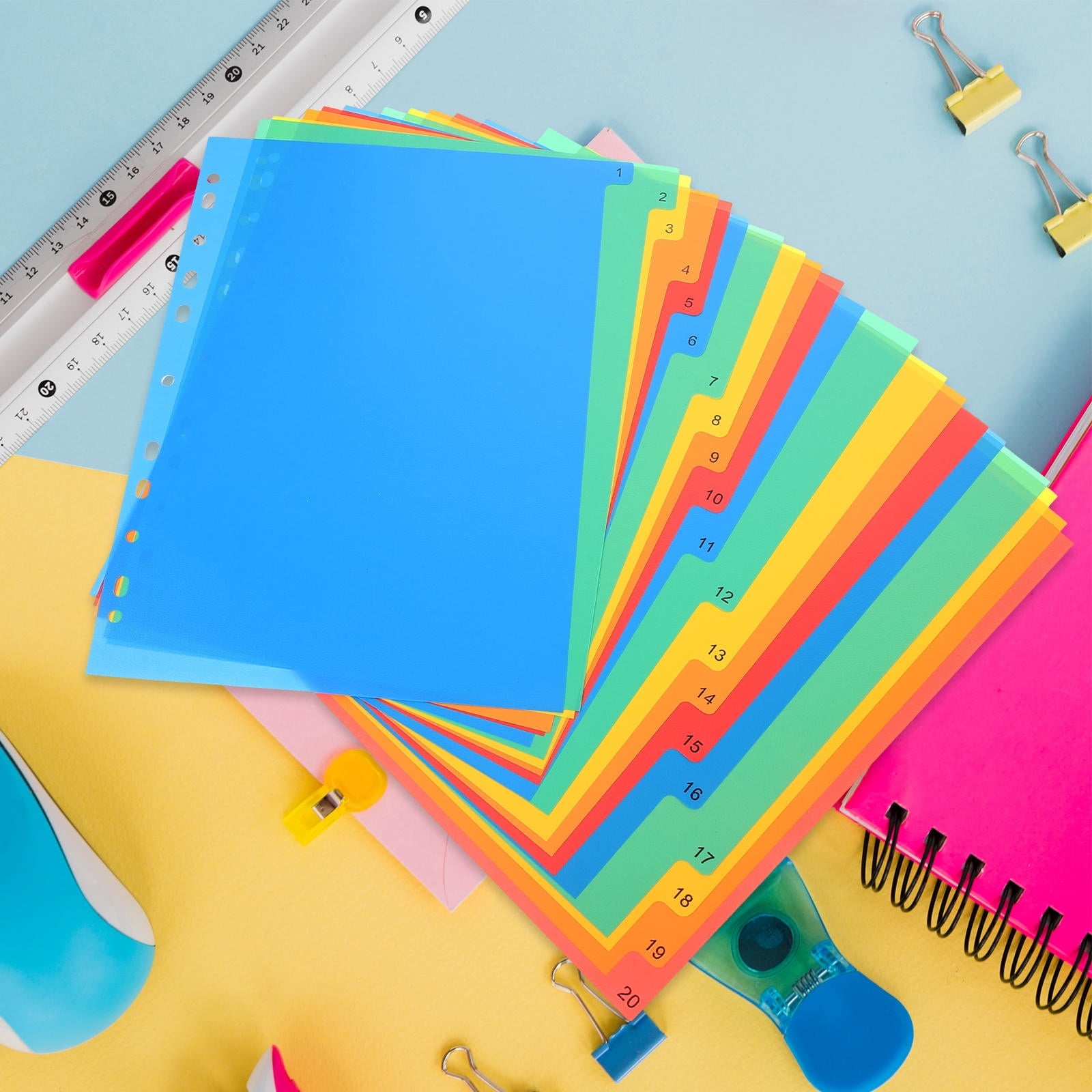 STRANDCHIC 5-Piece Plastic Binder Dividers Assorted Colors A4
