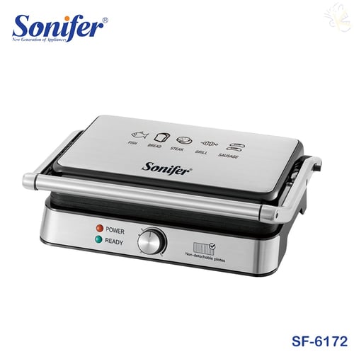 Sonifer SF-6172 Powerful 1800W Electric Indoor Non-Stick Two-Sided Contact Grill
