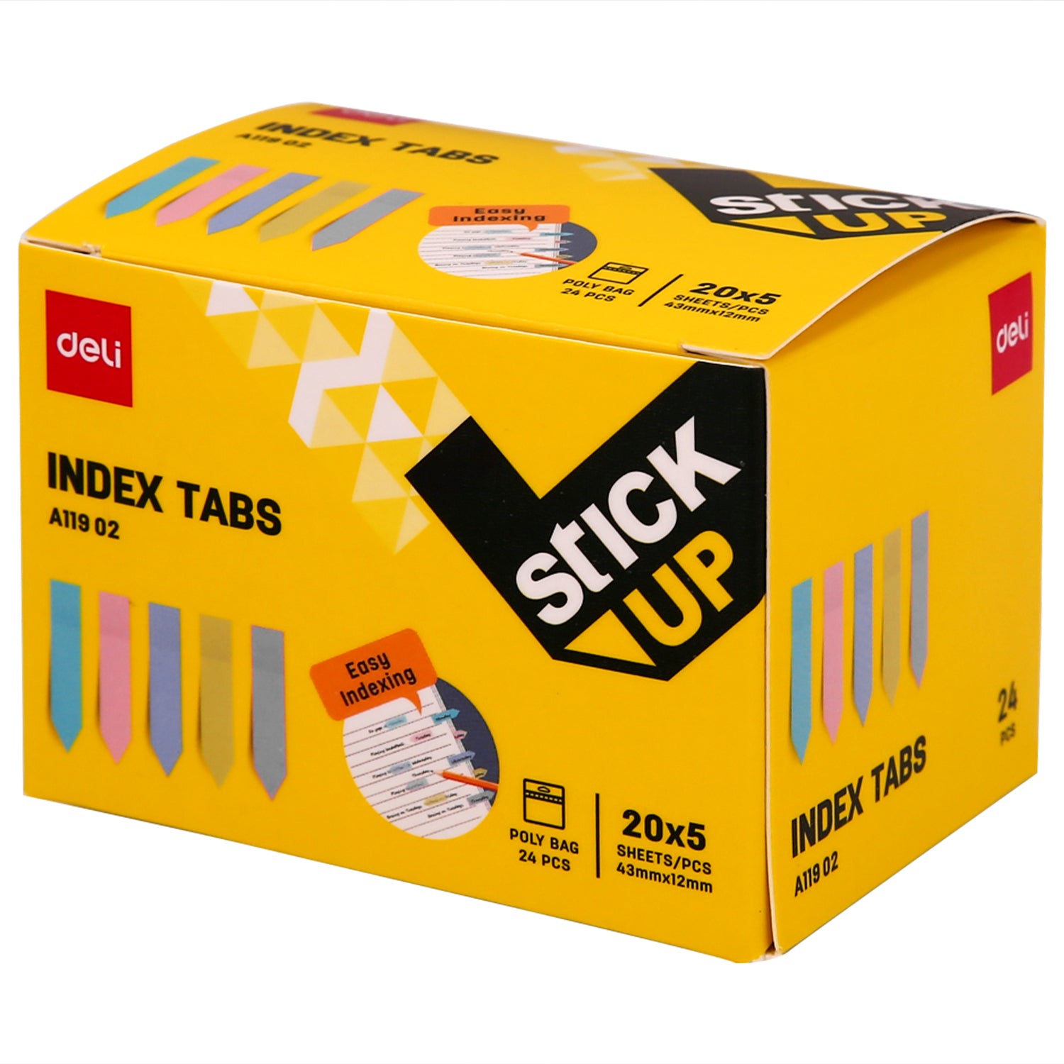 Deli EA11902 Index Tabs Assorted Colors 43x12mm