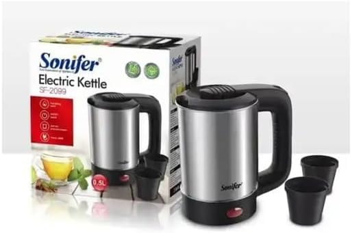 Compact Sonifer Mini Electric Kettle SF-2099 Stainless Steel Rapid Boil
