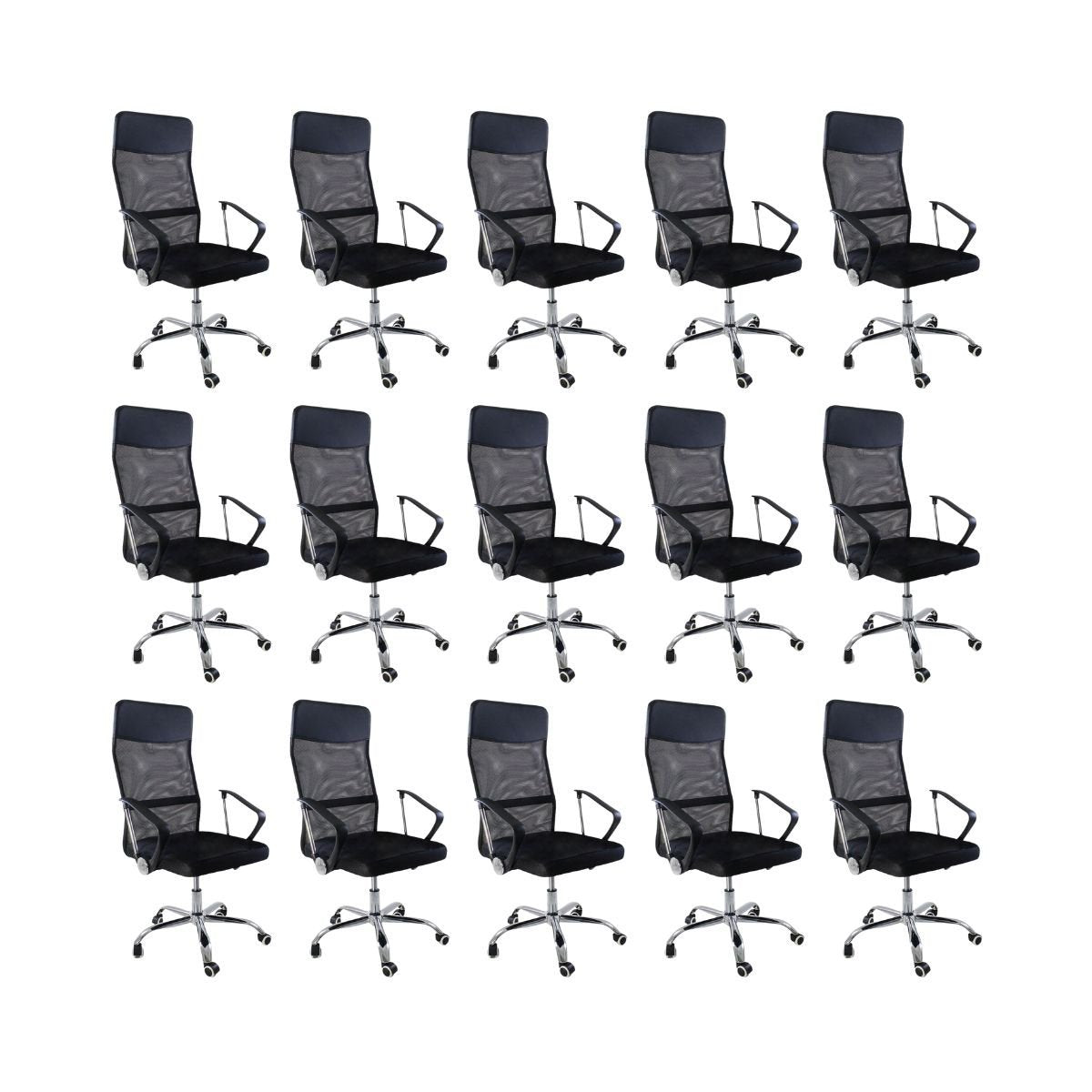 Nagano Mesh Swivel Office Chair Kit 15 Pieces Black