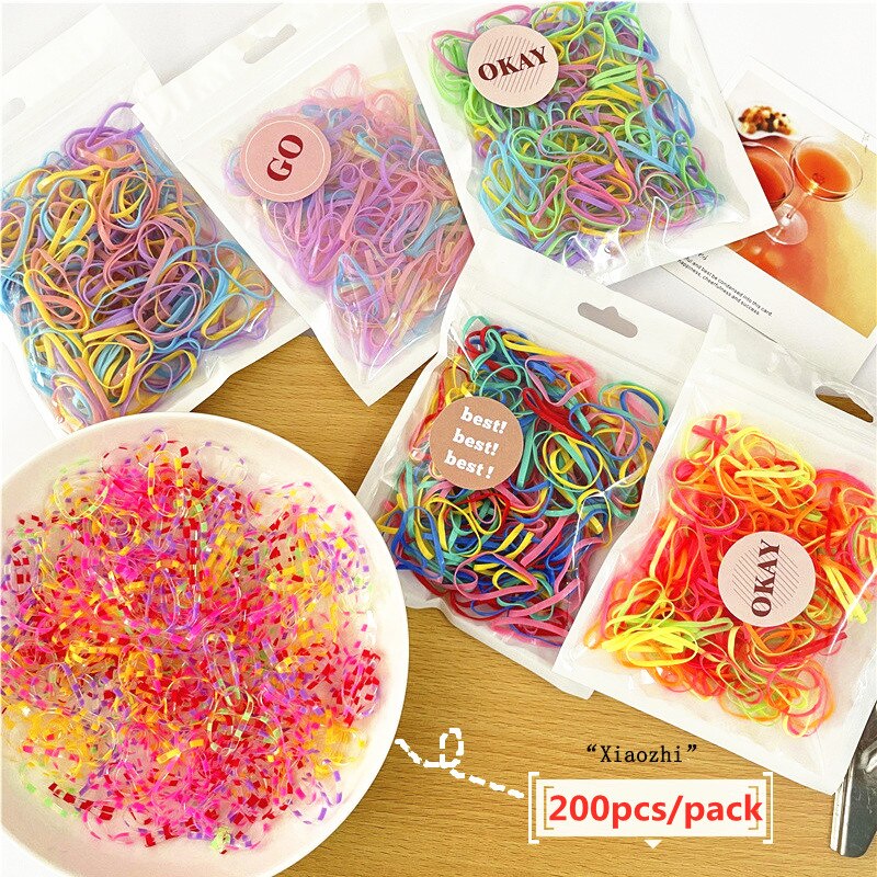 200-Piece Colorful Disposable Elastic Hair Bands for Kids