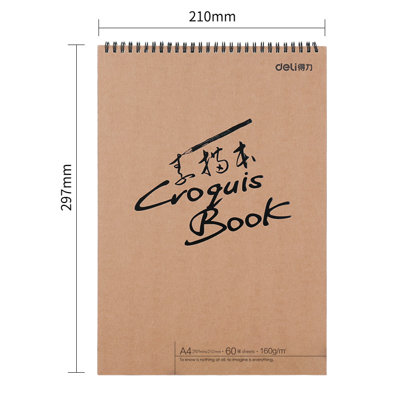 Deli 73634 Sketch Book A4 Professional Drawing Paper Pad