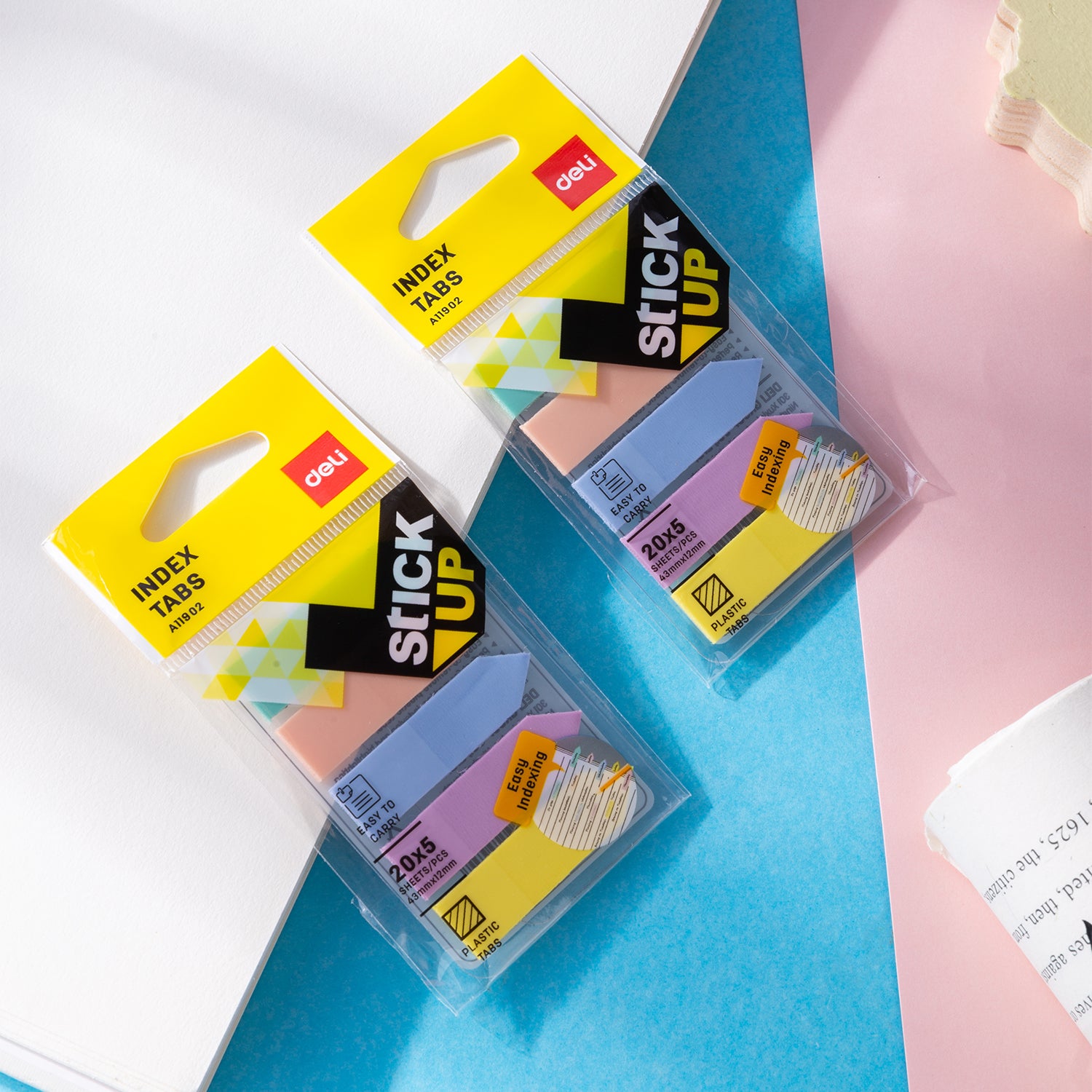 Deli EA11902 Index Tabs Assorted Colors 43x12mm