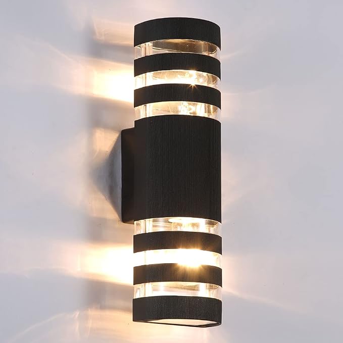 Geyun Modern Semi Cylinder Up Down Wall Sconce Black