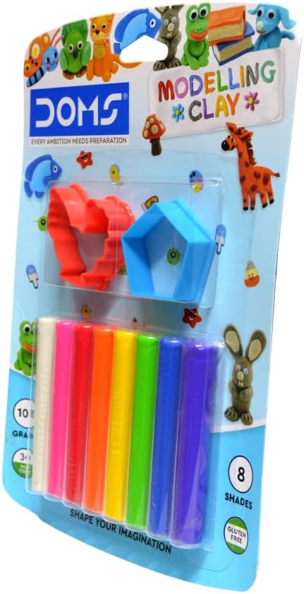 Doms 8-Shade Modelling Clay Kit: Soft, Kneadable, 100g, Shape Toys