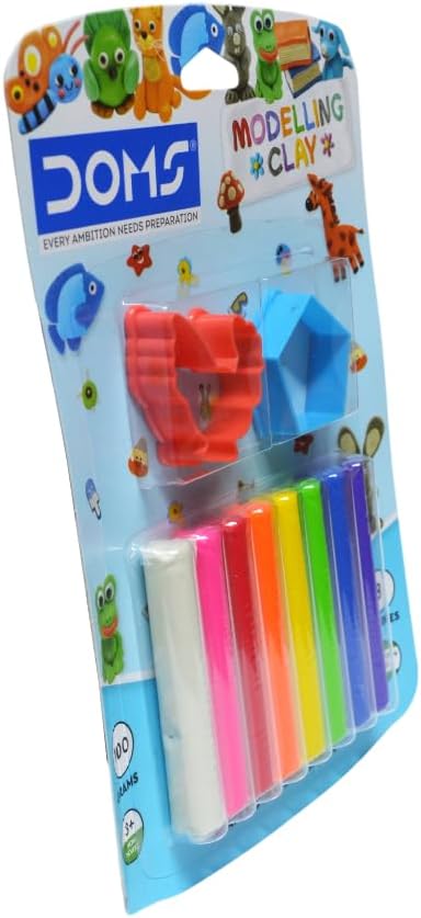 Doms 8-Shade Modelling Clay Kit: Soft, Kneadable, 100g, Shape Toys