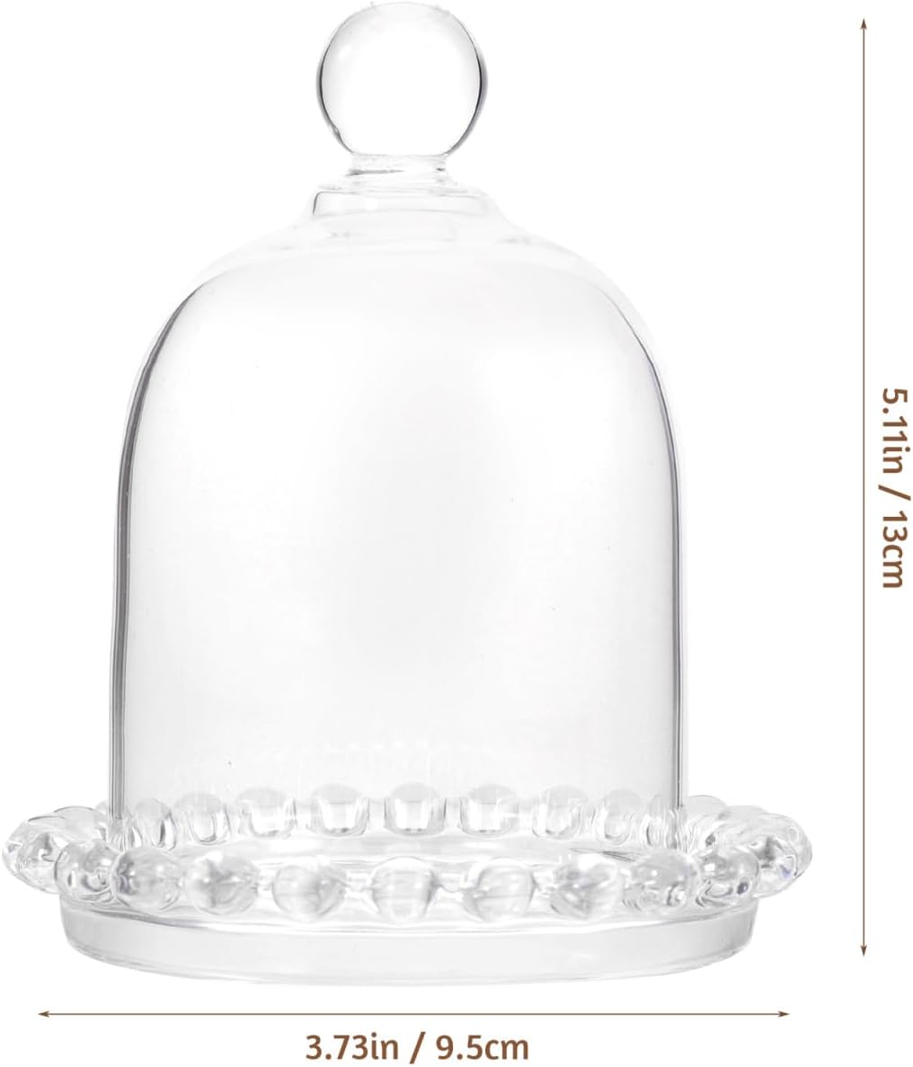 Operitacx Mini Glass Cake Stand with Dome Cover 4-Inch