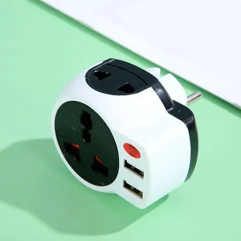4-in-1 Multi Travel Adapter with Dual USB Port Black