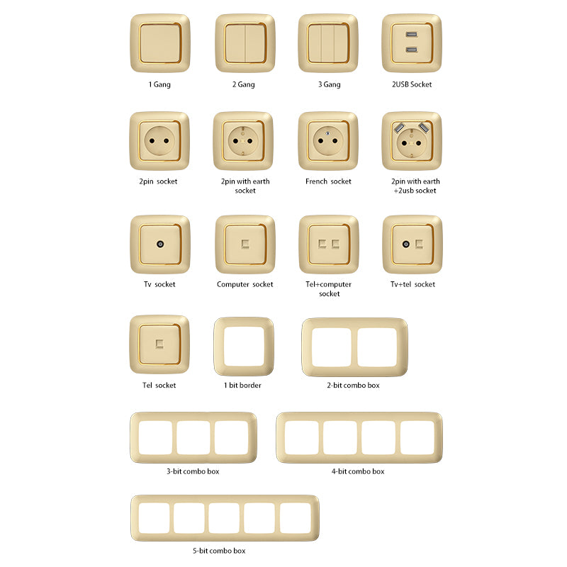 Mordio F200 Gold Electroplated Ring EU Wall Socket 16A