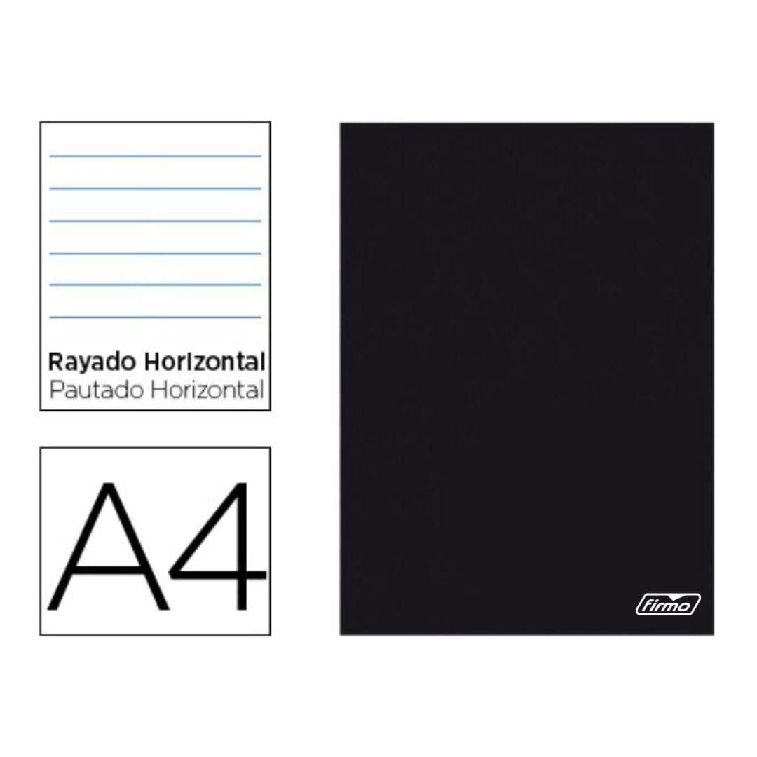 Firmo A4 Stapled Notebook 80 Sheets Lined with Margin Black