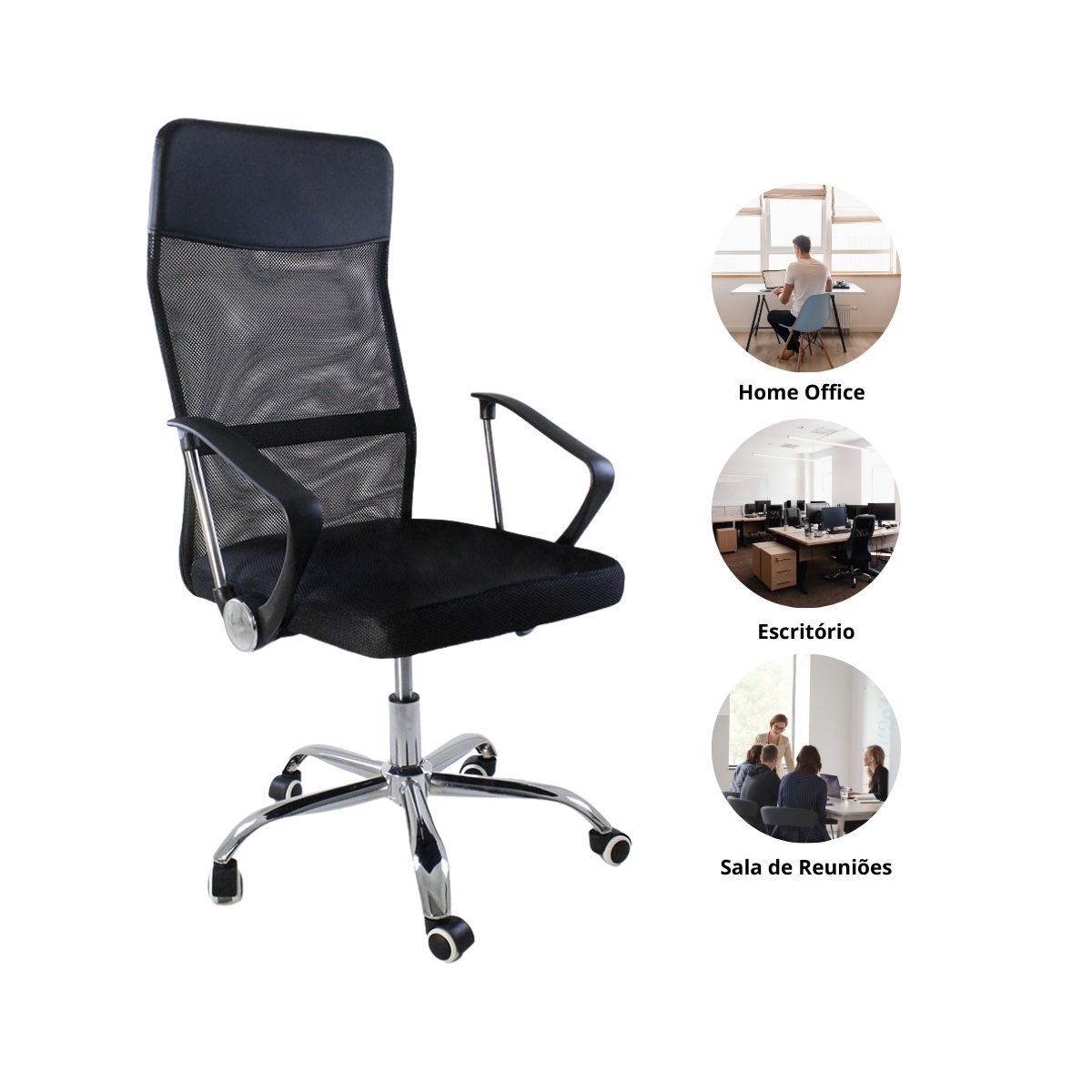 Nagano Mesh Swivel Office Chair Kit 15 Pieces Black