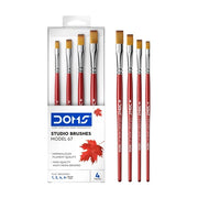 Doms Studio Flat Artist Paint Brushes Model 67 - 4-Piece Set for Acrylic