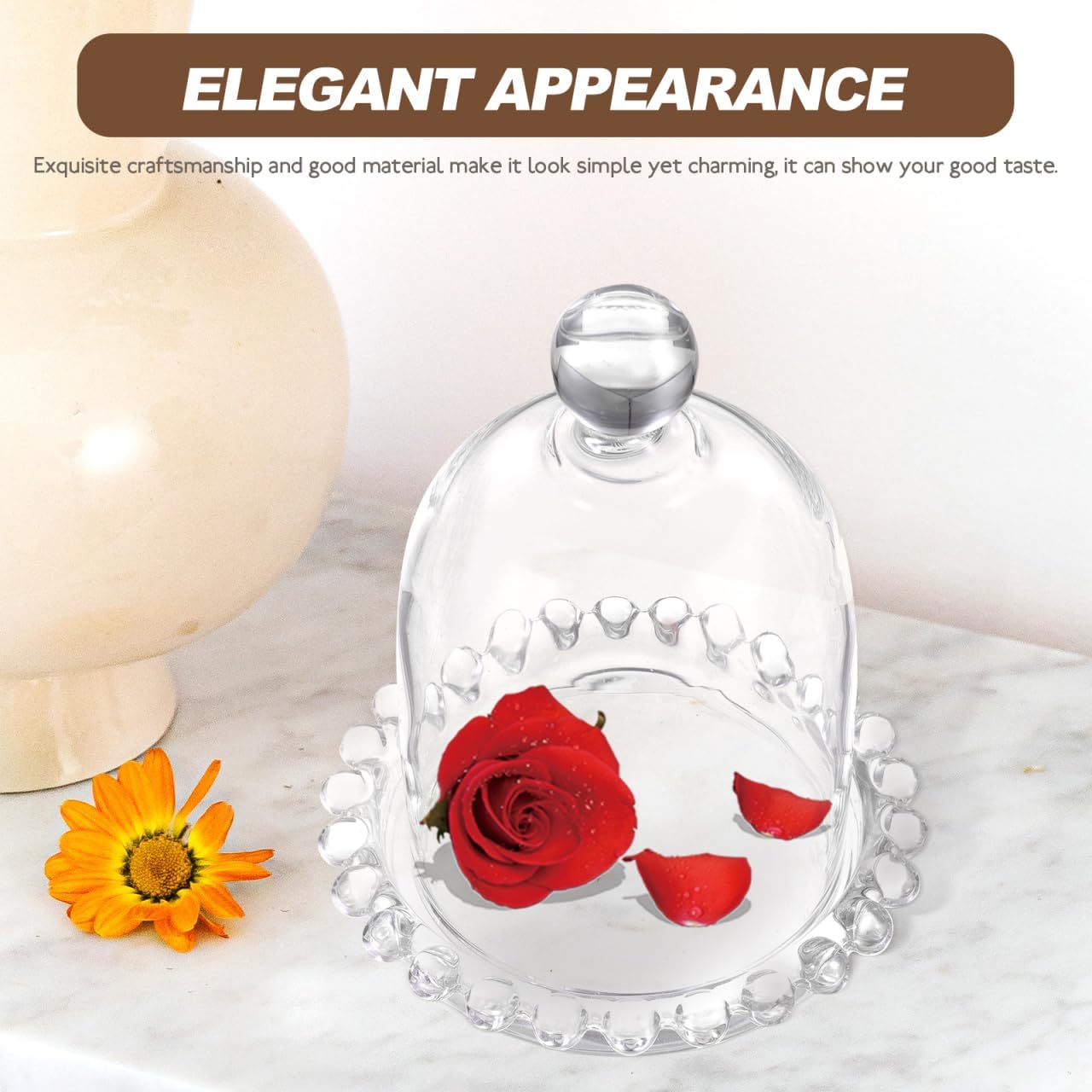 Operitacx Mini Glass Cake Stand with Dome Cover 4-Inch
