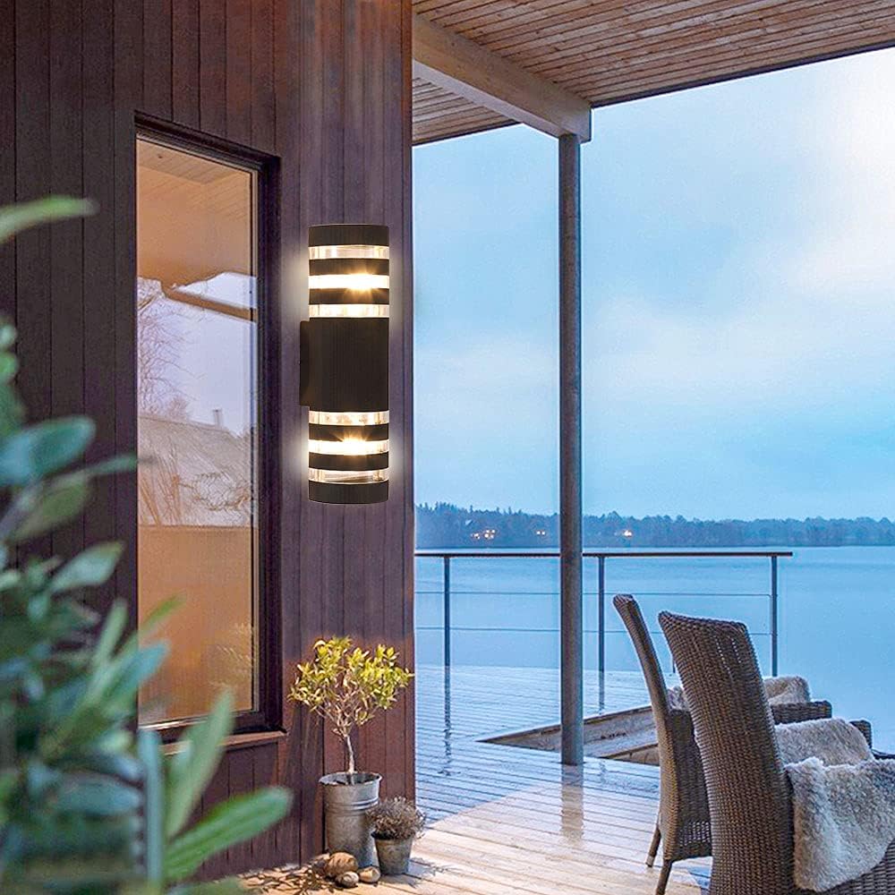 Geyun Modern Semi Cylinder Up Down Wall Sconce Black