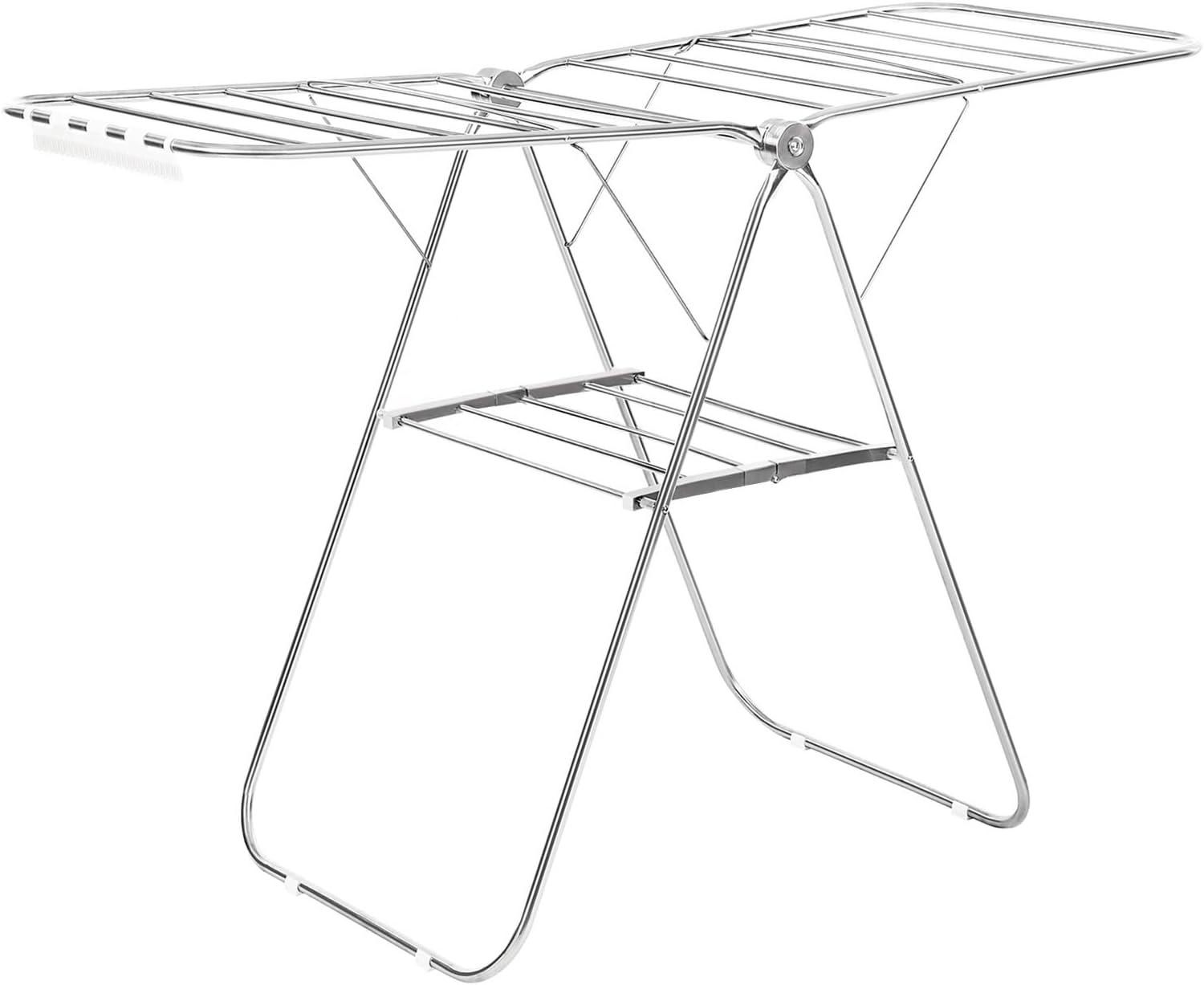SONGMICS Gullwing Clothes Drying Rack Stainless Steel Foldable Silver