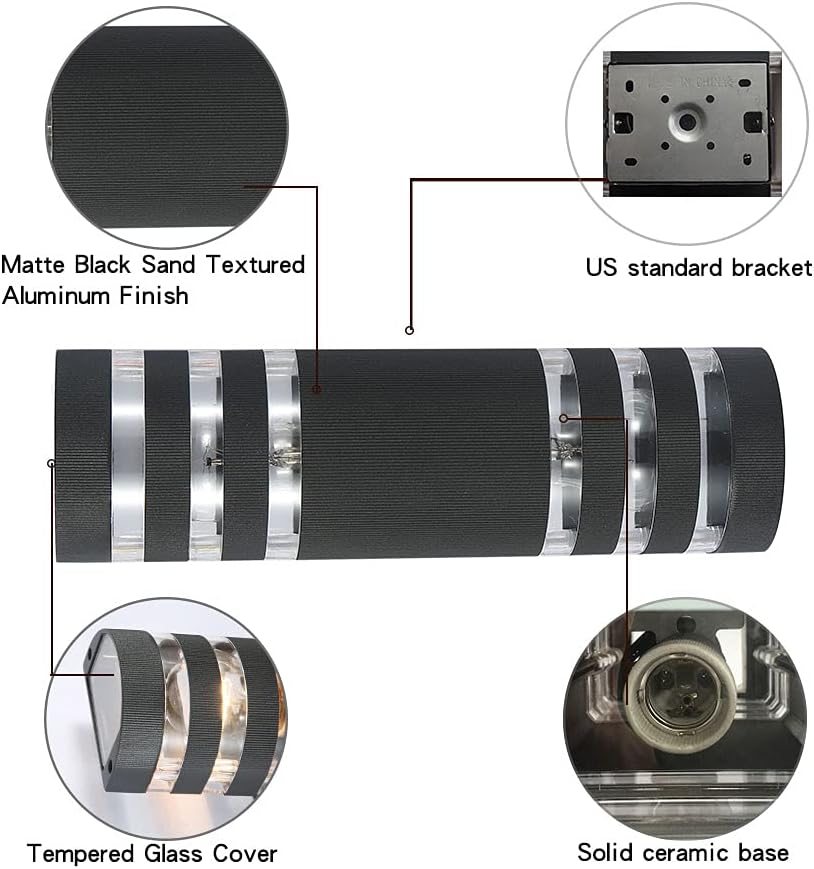 Geyun Modern Semi Cylinder Up Down Wall Sconce Black