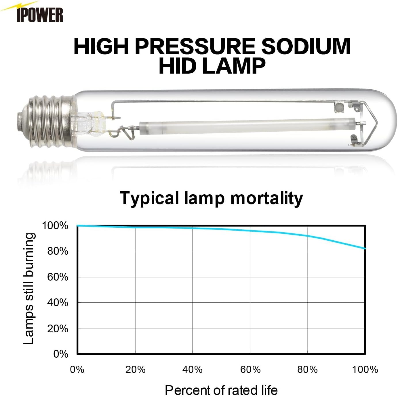 iPower 400W HPS Grow Light Bulb 2100K 2 Pack