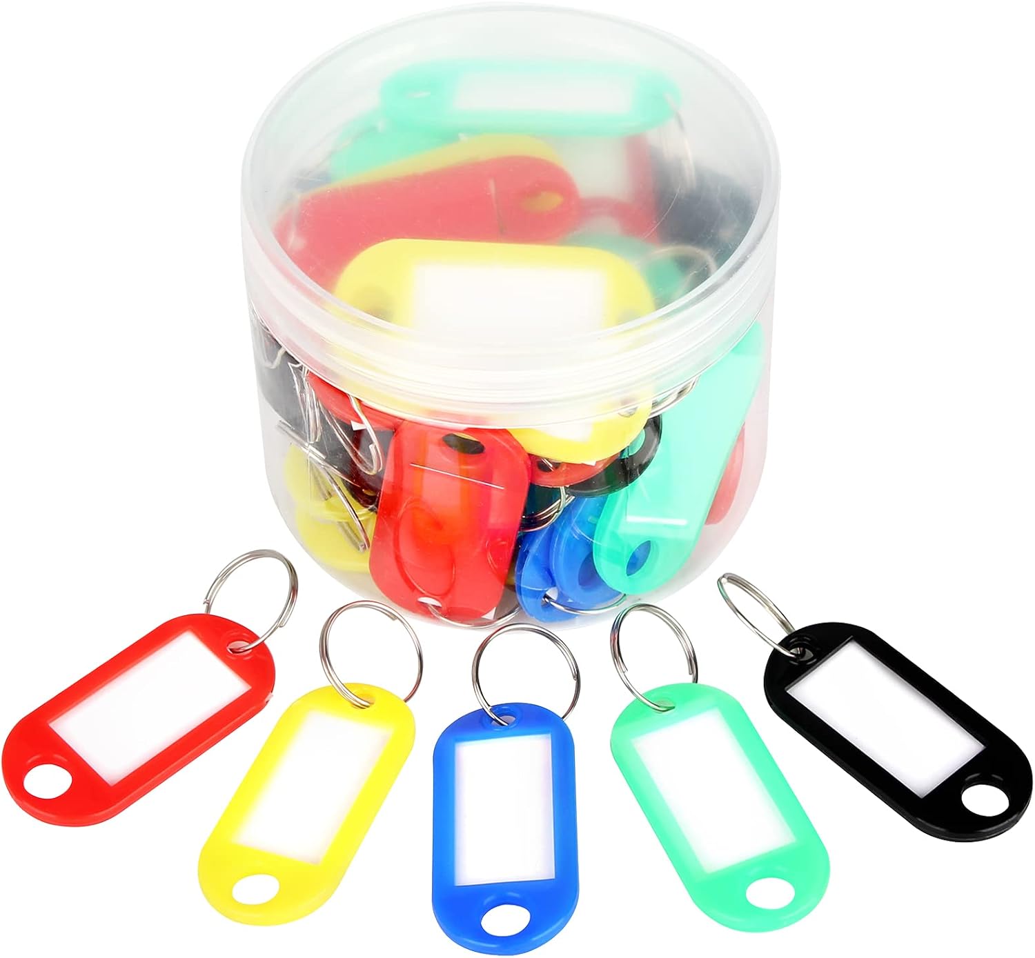 VTECHOLOGY 50-Piece Plastic Key Tags with Label Window and Split Ring