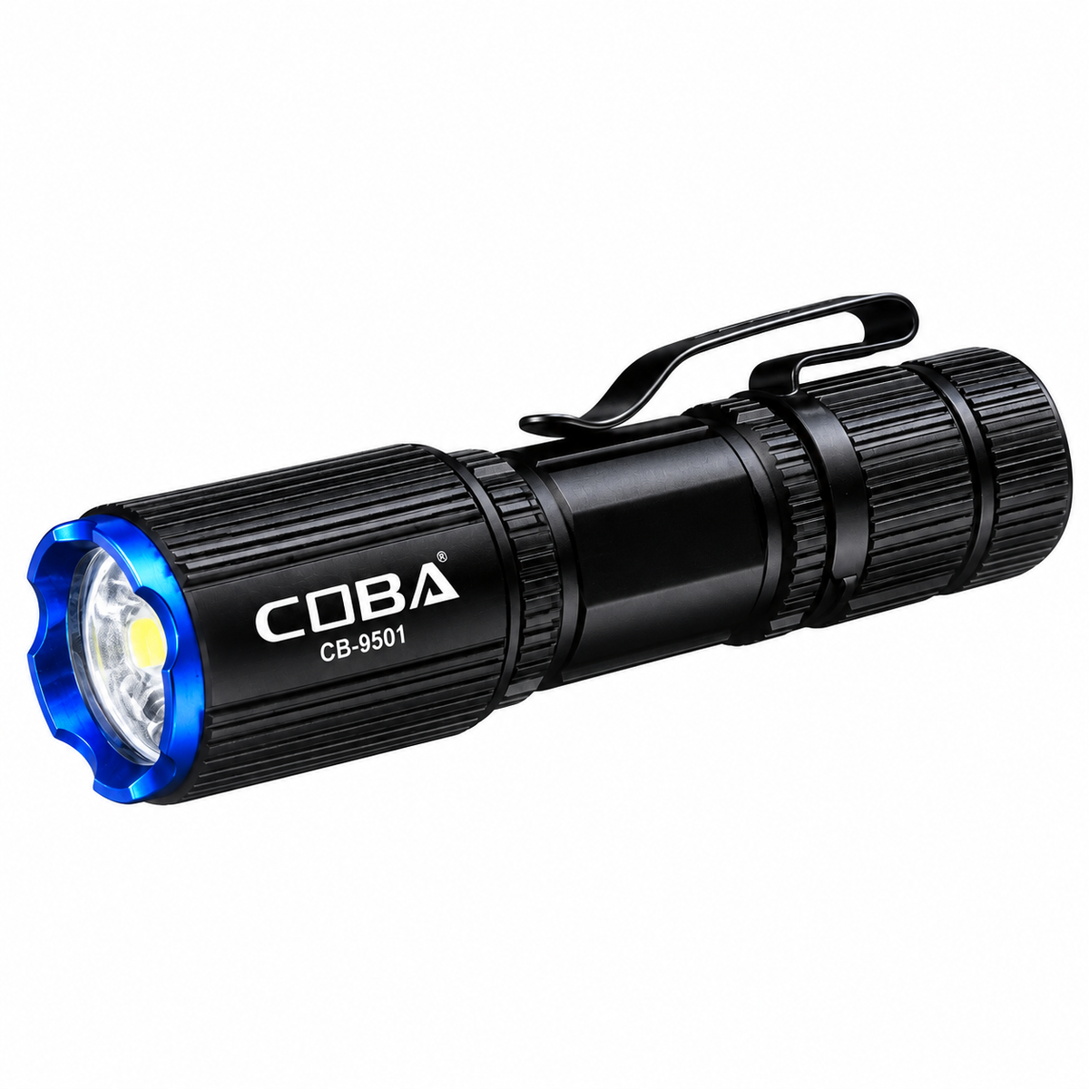 Lanterna LED Portátil COBA CB-9501 em Liga de Alumínio com Clipe de Fixação – (LANT0013)
