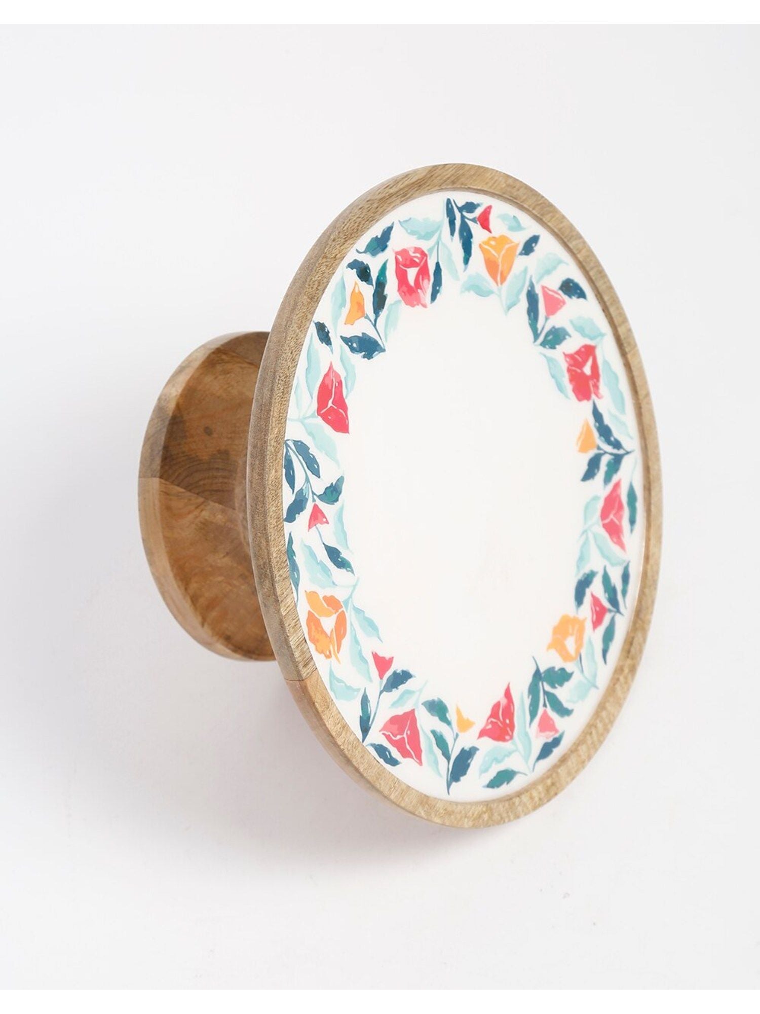 Fabindia Wood Enamelled Platter Floral Pattern 30cm