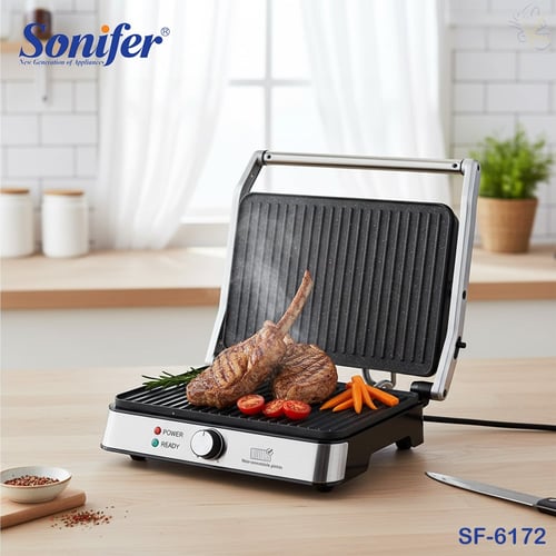 Sonifer SF-6172 Powerful 1800W Electric Indoor Non-Stick Two-Sided Contact Grill