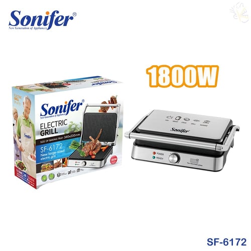 Sonifer SF-6172 Powerful 1800W Electric Indoor Non-Stick Two-Sided Contact Grill
