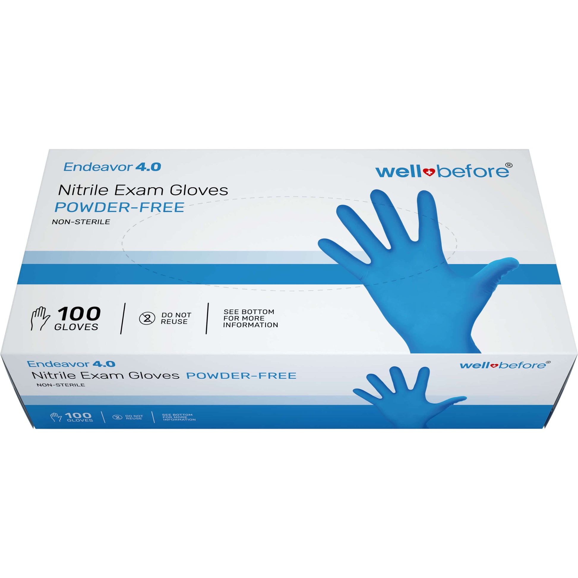 WellBefore Blue Nitrile Disposable Gloves Powder-Free Latex-Free Small 100 Count