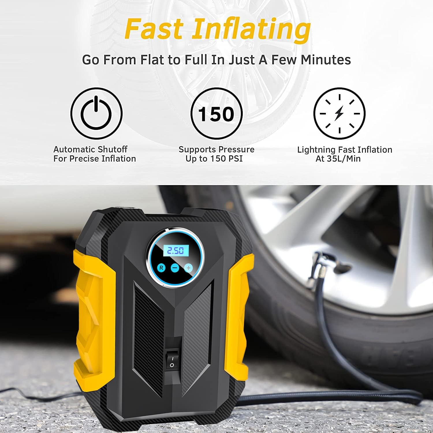 Atrosteve Digital Portable Air Compressor 12V 150PSI Auto Shut Off