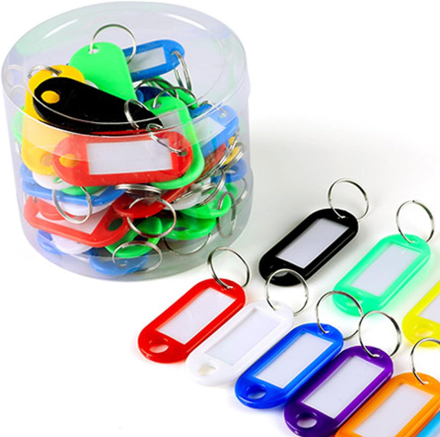 VTECHOLOGY 50-Piece Plastic Key Tags with Label Window and Split Ring